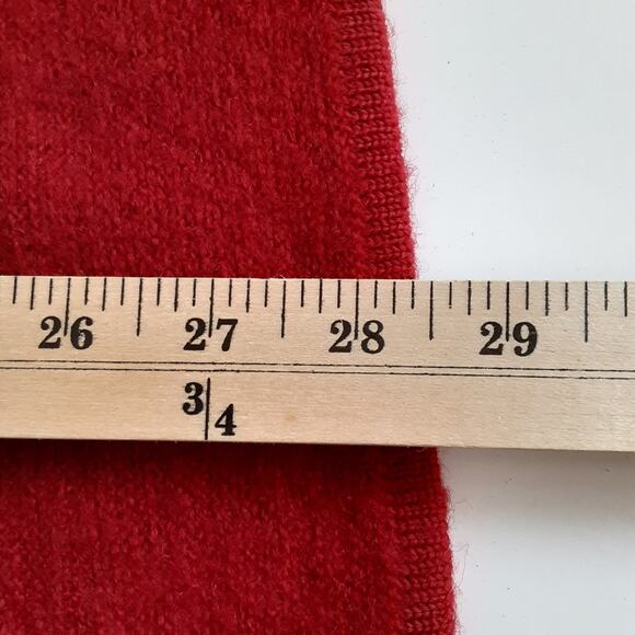 Vintage 100% Wool Red Cardigan Sweater Button Front Ornate Embroidery Holiday XL - Picture 13 of 14